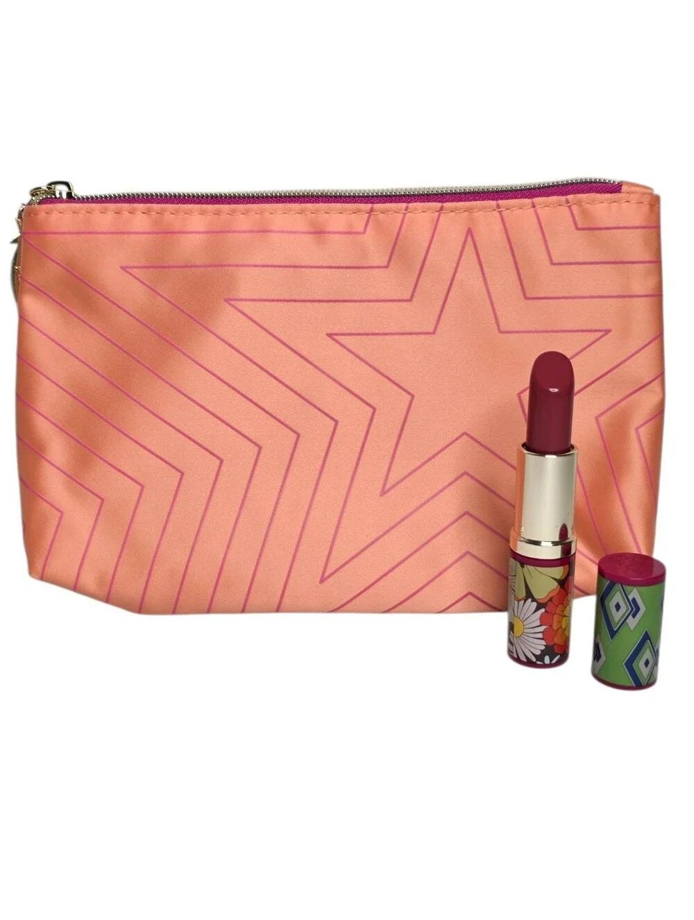 Estee Lauder Lipstick Statement Rose & Orange Star Makeup Bag Limited Edition